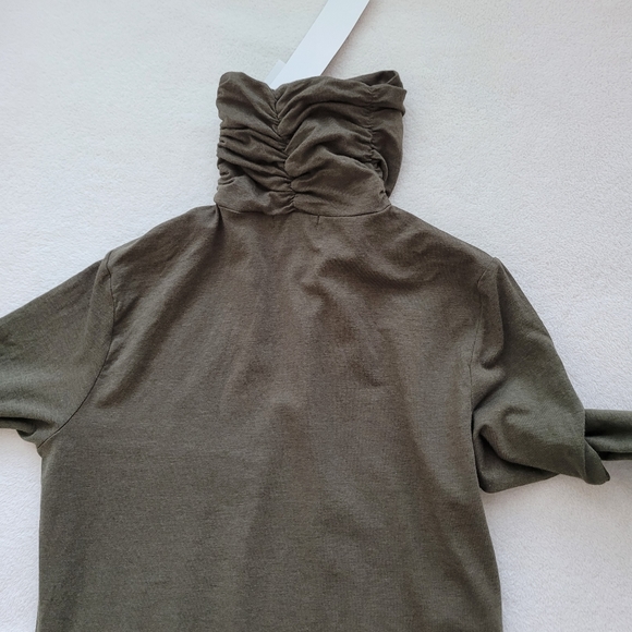 Kersh Essentials | Ruched Lyocell-Stretch Turtleneck Women's Small Olive NEW - Picture 6 of 13